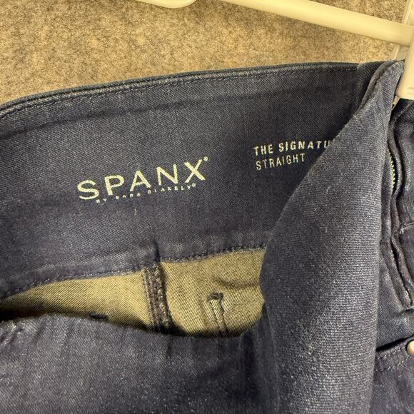 Spanx Signature Straight Side Zip Dark Blue Wash Jeans Size 26 32” EUC 338 - Picture 11 of 11